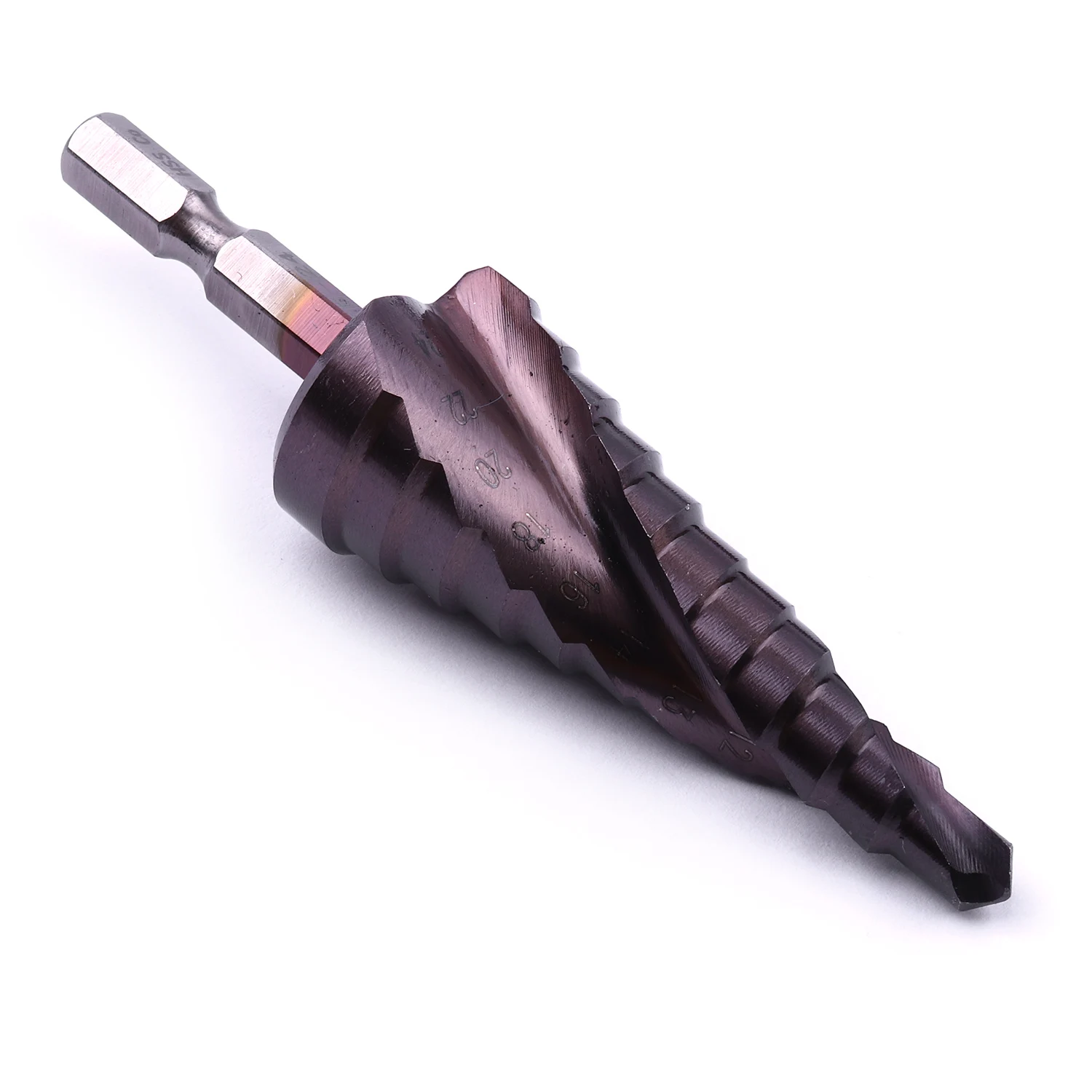 Спиральное ступенчатое сверло HSS CO Cobalt M35 с шестигранным хвостовиком 1/4