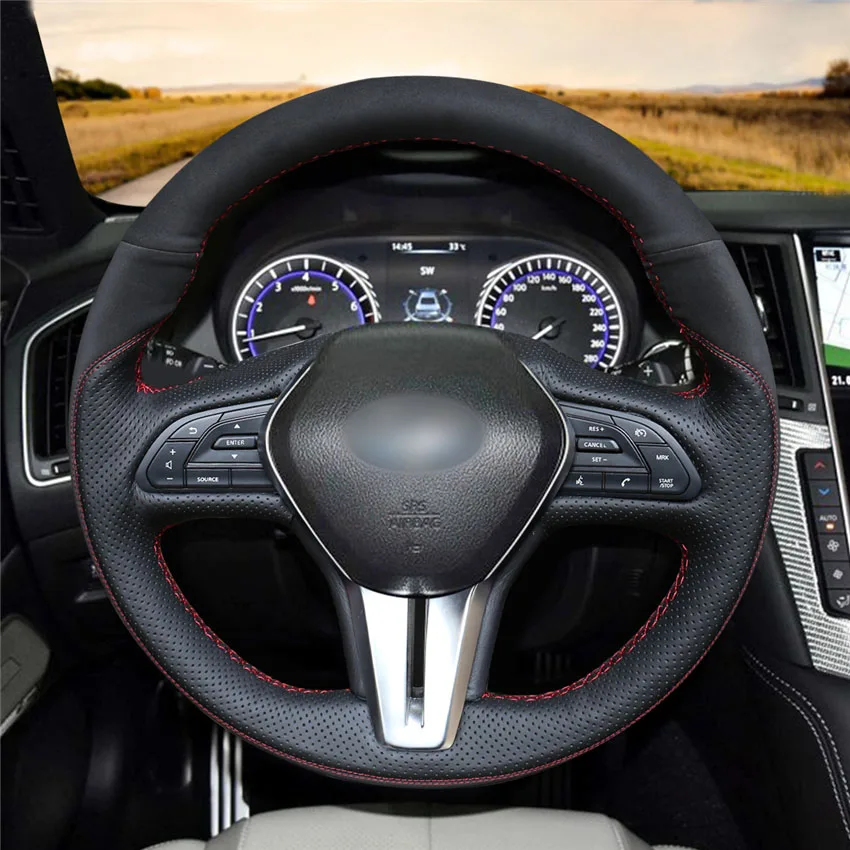 Style-03 MEWANT черный из искусственной замши рулевого колеса автомобиля крышки для Infiniti Q50- Q60- QX50 - Название цвета: Style-03