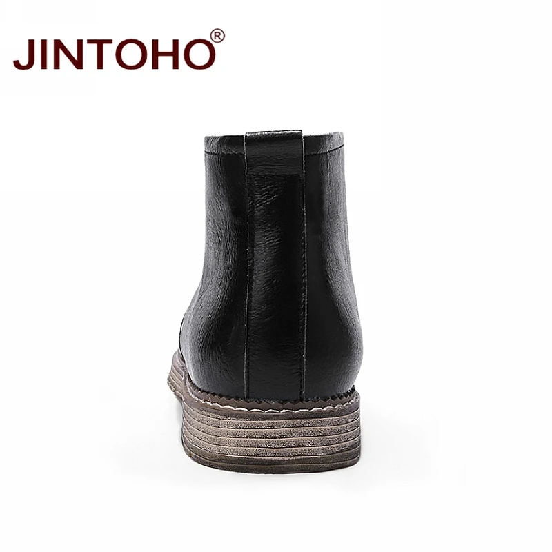 JINTOHO/высококачественные мужские кожаные ботинки; модная зимняя мужская обувь из натуральной кожи; зимние ботинки для мужчин; Брендовые мужские ботильоны