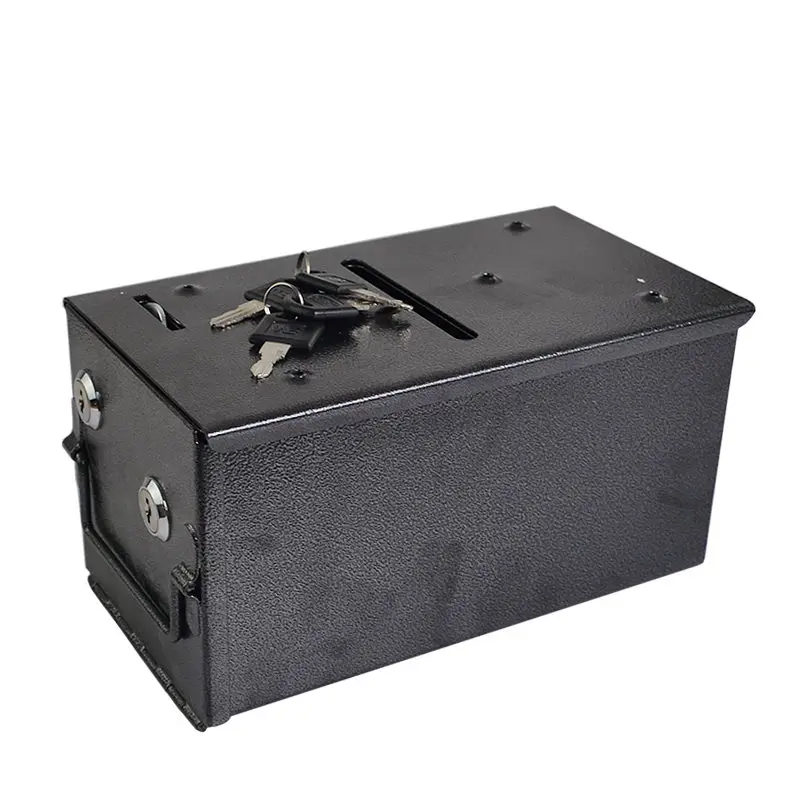 Black Coin Box Texas Hold'em покерные фишки банк двойной безопасности деньги/советы чехол профессиональная монета металлическая коробка-Железный безопасный контейнер - Color: Black Coin Box