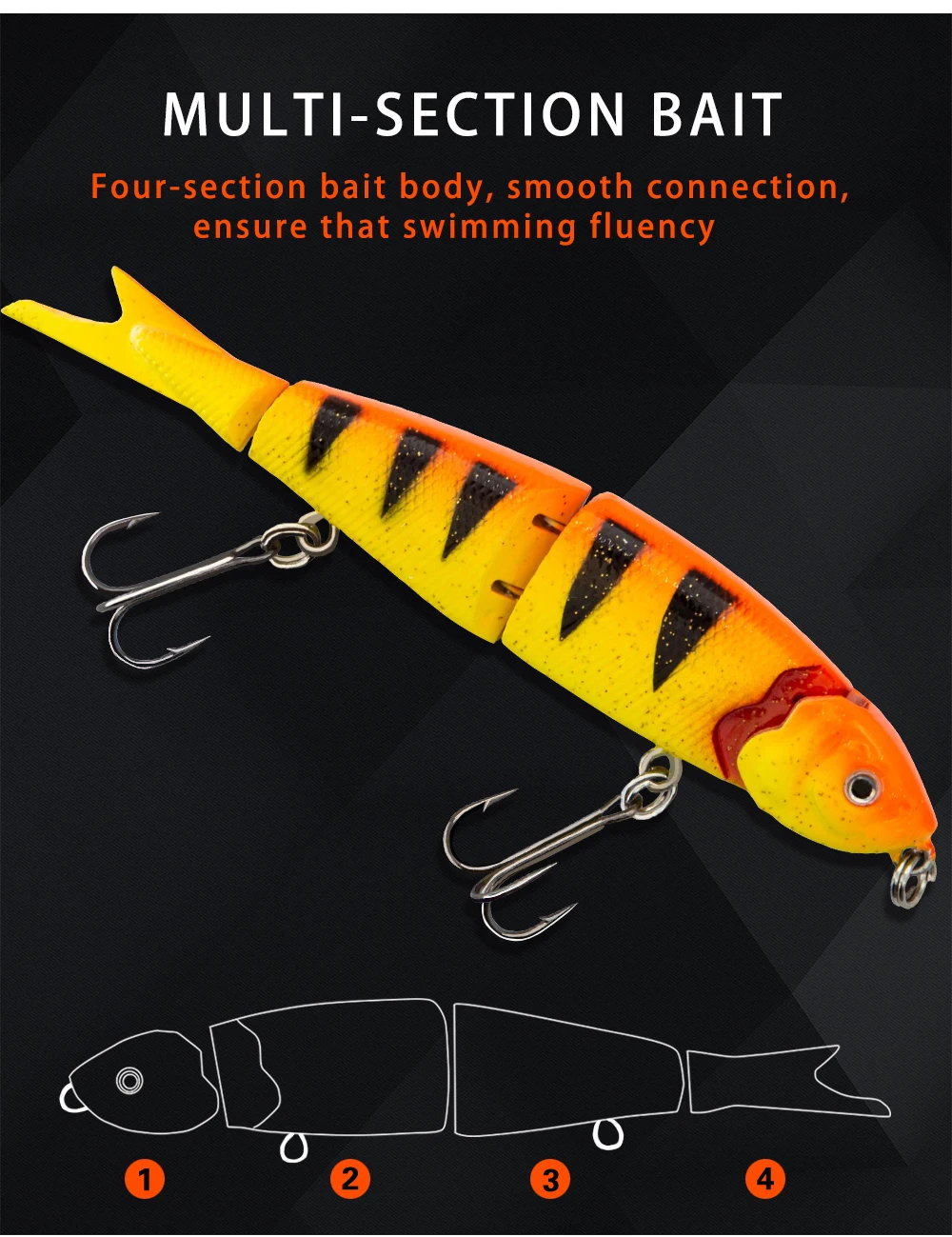 Hunthouse рыболовные жесткие приманки шарнирная приманка swimbait 4 секции 4 рыболовные приманки 120 мм тонущий окунь Щука de peche leurre