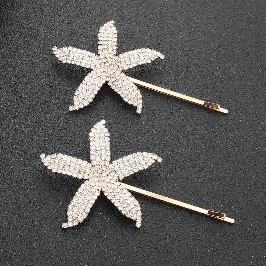 2Pcs HS-J4000-Gold Miallo, модные стразы, головной убор, свадебные аксессуары для волос, Австрийские хрустальные шпильки для волос, женские заколки для волос, ювелирные изделия - Окраска металла: 2Pcs HS-J4000-Gold