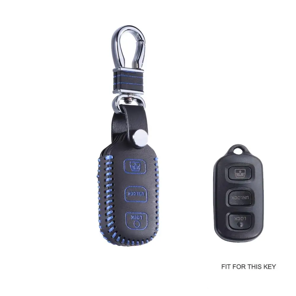 blue Верхний слой кожаный дистанционный чехол для Toyota Sequoia HYQ12BBX 4-Runner 4runner 2003-2008 брелок - Название цвета: blue