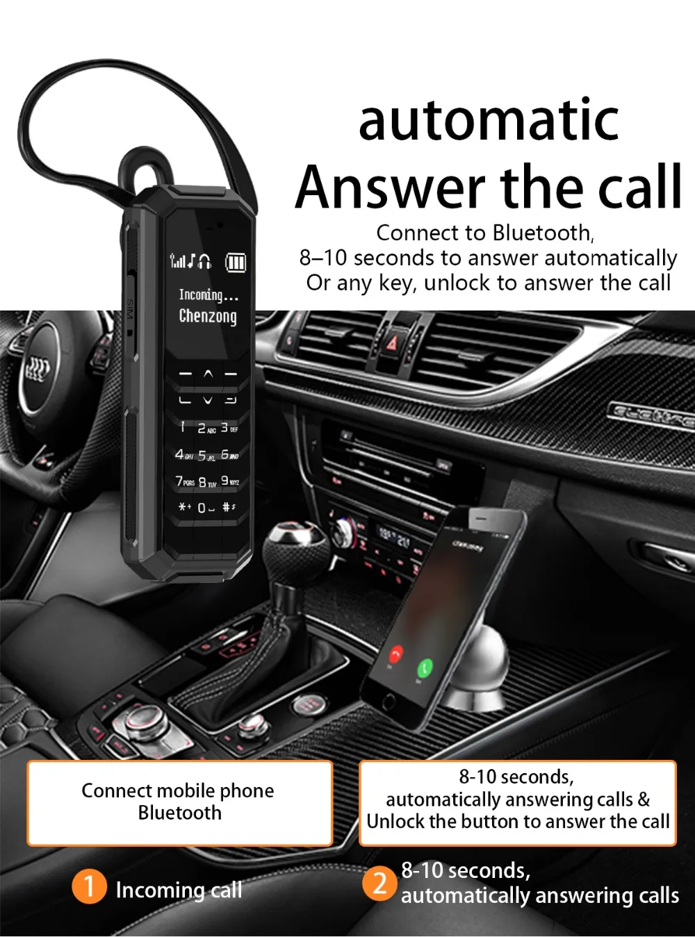 Маленький мобильный телефон AEKU KK2 bluetooth dialer беспроводные наушники magic vioce