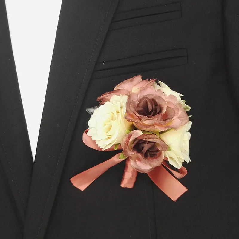 boutonniere 13 Бутоньерки на выпускной,, новинка, свадебные корсажи и Бутоньерки для невесты, жениха, розы на запястье - Цвет: boutonniere 13