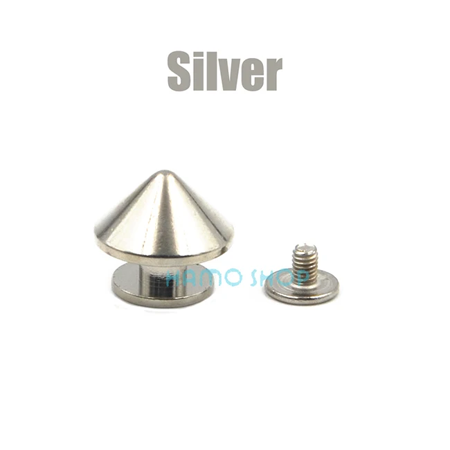 Silver 5 шт. конусные заклепки-шпильки металлические панк-рок для поделок кожевенное Ремесло Скрапбукинг обувь Пояс кепки сумка ценники для одежды аксессуары - Цвет: Silver