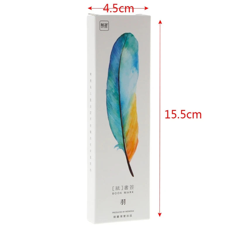 

30pcs Colorful Feather Cartoon Paper Bookmarks Message Cards Students Stationery