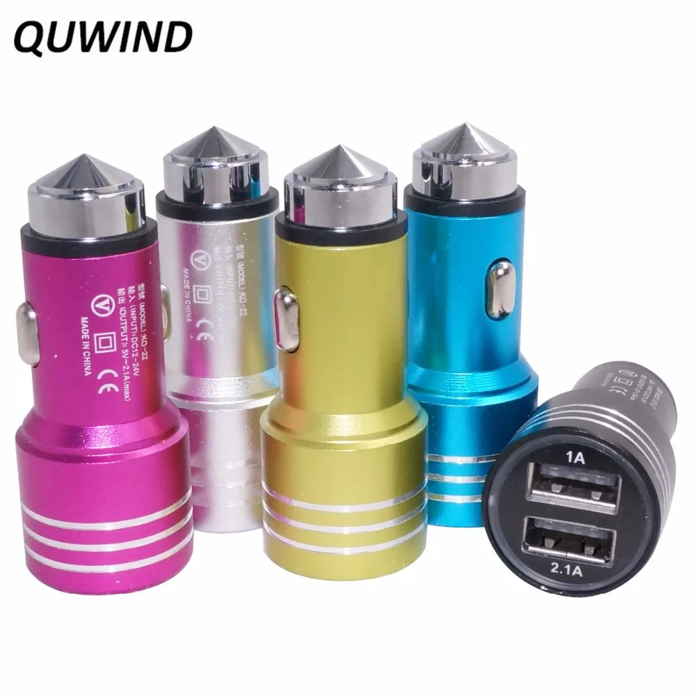 Автомобильное зарядное устройство QUWIND в алюминиевом корпусе с двумя USB портами