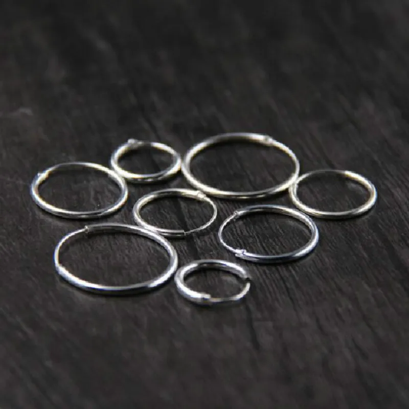 Женские серьги кольца JINSE из серебра 925 пробы с гладкой поверхностью|circle hoop