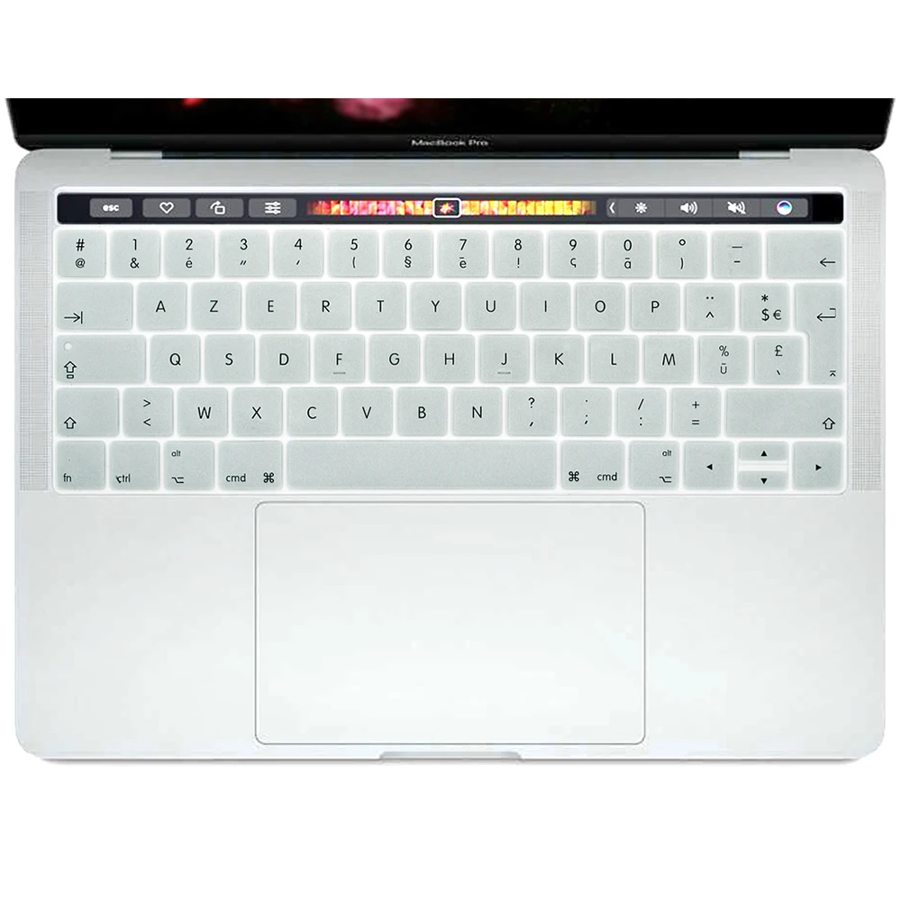 ЕС французский язык AZERTY силиконовый чехол для клавиатуры для Macbook Pro retina 13 15 TOUCHBAR моделей A1706 A1707