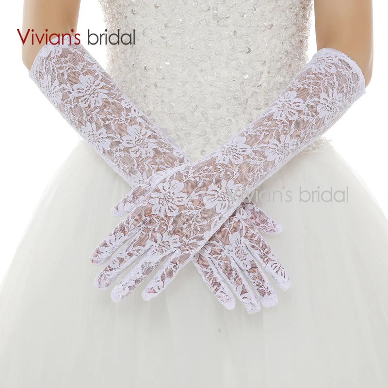 Перчатки для свадьбы Vivian's Bridal белые высококачественные кружевные перчатки