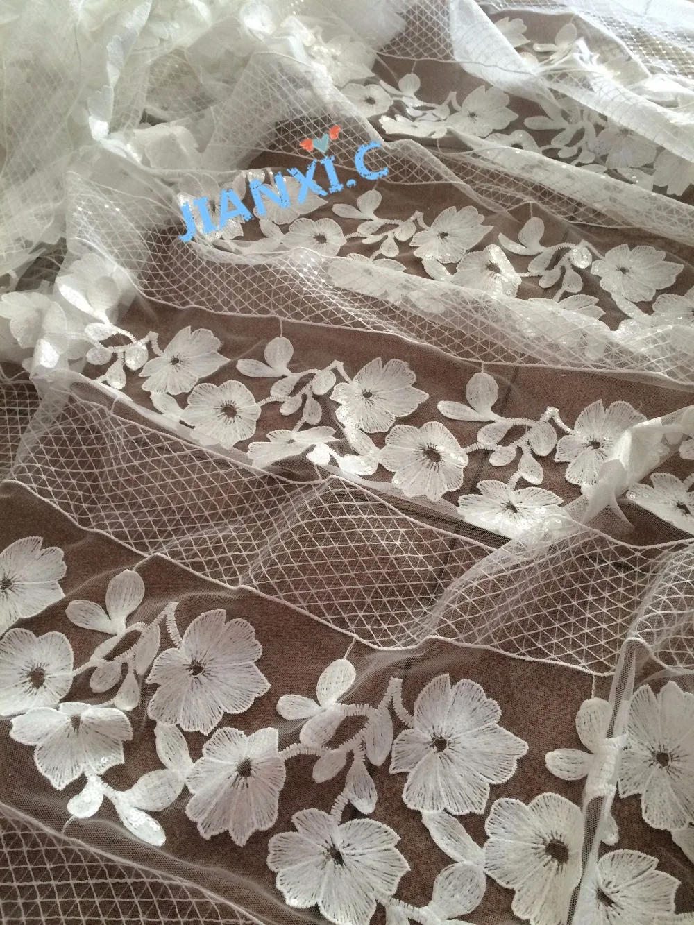 5 ярдов/партия белая кружевная ткань с блестками | Дом и сад
