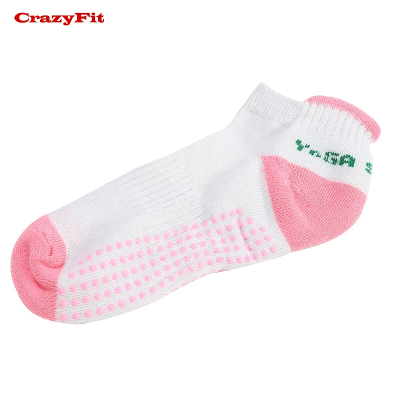 Pink Crazyfit Для женщин Спортивные носки для Йога Gym Спортивное Фитнес тренировки Бег дышащие противоскользящие Нескользящие Носки для йоги - Цвет: Pink
