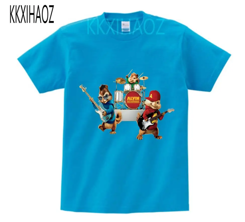 blue childreT-shirt Футболка с принтом Элвина и спандука г., Детская летняя одежда с короткими рукавами, дышащая одежда с рисунком из мультфильмов, одежда для мальчиков и девочек NN - Цвет: blue childreT-shirt