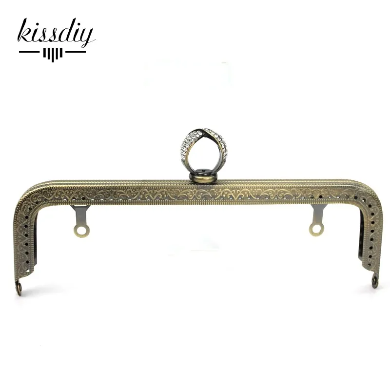 KISSDIY, 3 шт./лот, 20,5 см, кольцо с бриллиантами, пряжка, металлическая рамка для кошелька, винтажная ручка, античная бронза, застежка для поцелуя, аксессуары для сумок