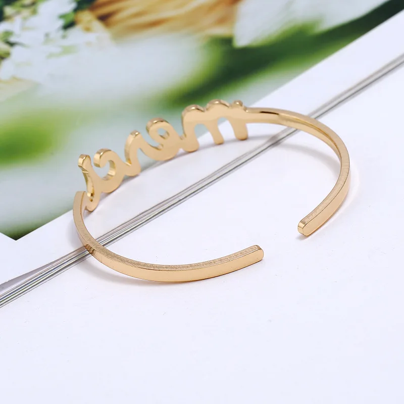 Doreen Box Copper Open Cuff Bangles For Women Party Bracelets Gold Color French Message &quot Mercy 6cm(2 3/8&quot) Dia. 1 Piece | Украшения
