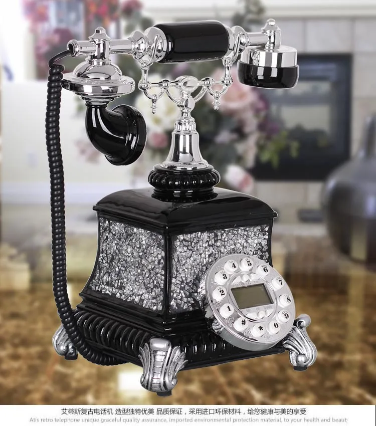 Новый антикварный телефон черный серебряный мозаичный искусство античный
