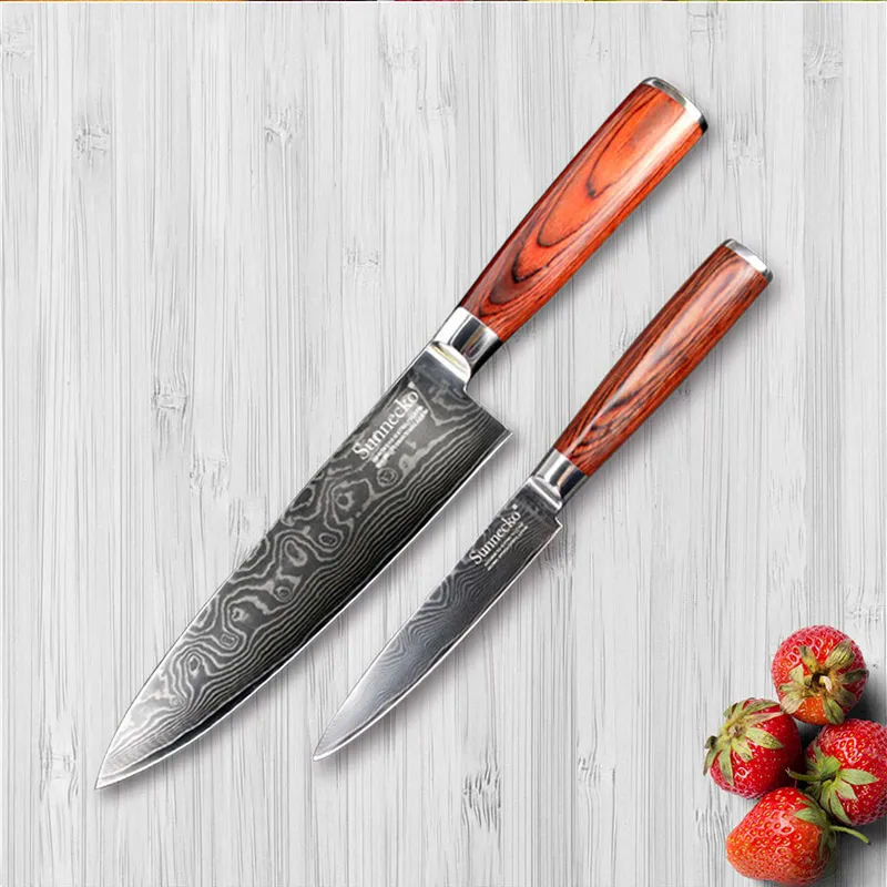 SUNNECKO 2 шт набор кухонных ножей 8 &quotChef 5&quot нож для утилиты японский Дамаск VG10