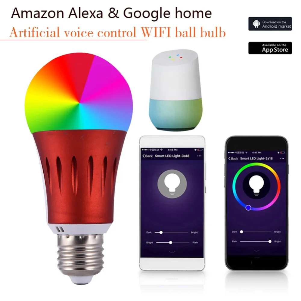 Светодиодный RGB-светильник 7 Вт с регулируемой яркостью работает Alexa Google Home 16