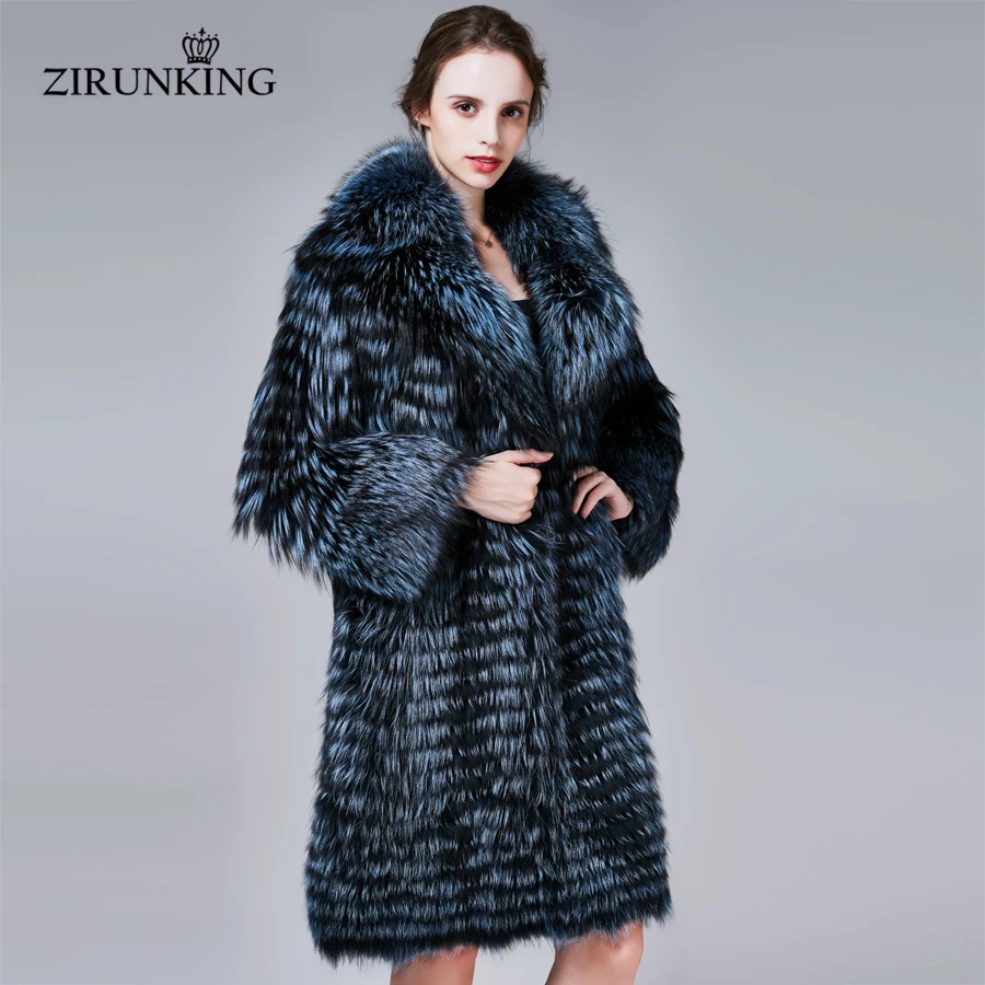 ZIRUNKING 2020 Осенняя теплая шуба из натурального Лисьего меха женские толстые модные