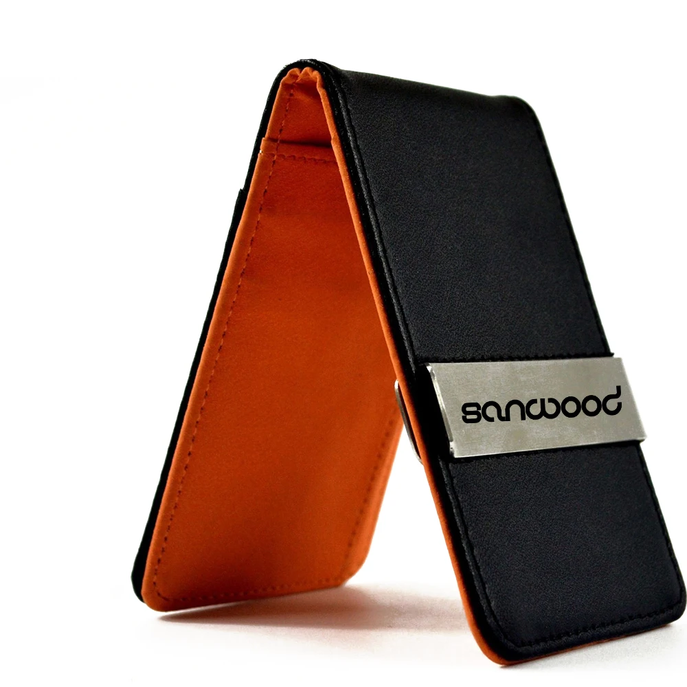 Кошелек двойного сложения мужской кожаный зажим для денег Тонкий кошелек