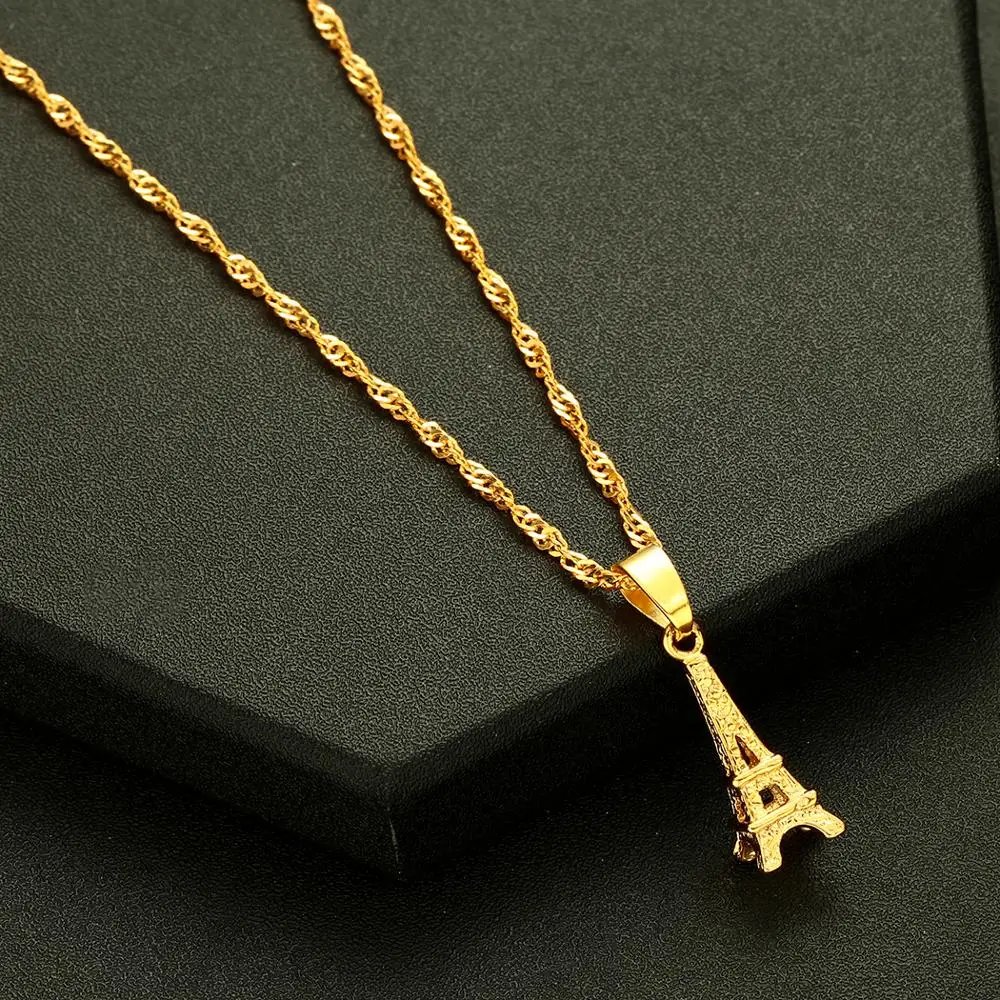 Chereda Petite Eiffel Tower Necklace for Women French Lovely Anniversary Sweet Valentine's Gift Gold Pendants | Украшения и