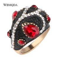 big ladybug pattern finger ring vintage bohemian jewelry unique red glass crystal antique gold rings for women gift