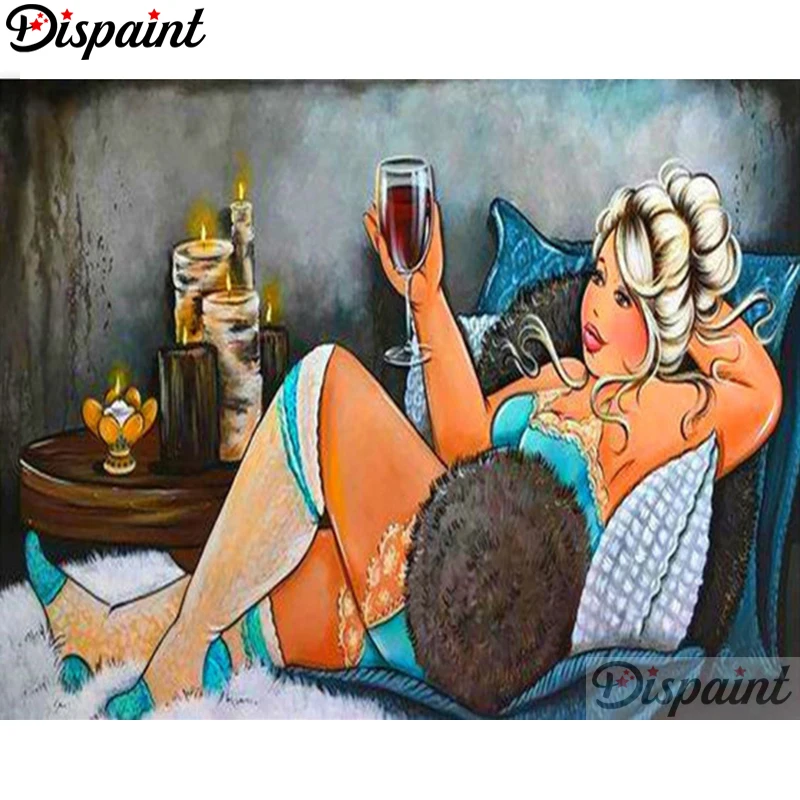 

Dispaint Full Square/Round Drill 5D DIY Diamond Painting "Fat woman" Embroidery Cross Stitch 3D Home Decor A06072