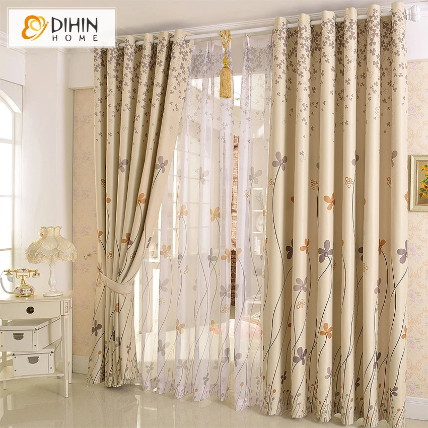 Занавеска садовая с цветочным принтом s-занавеска из ткани для гостиной | Дом и