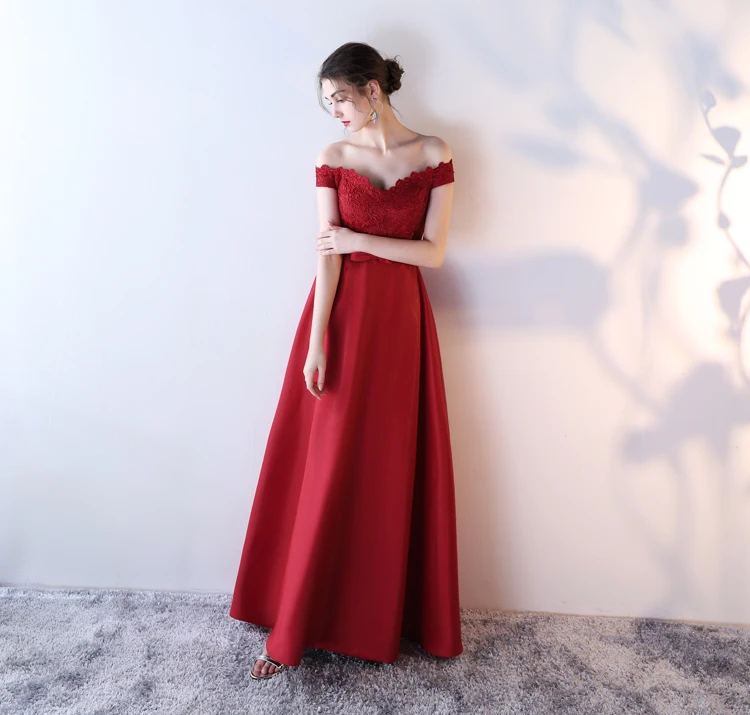 Новые высокие сапоги темно-Красного цвета платье для выпускного вечера Vestido de Festa пол Длина Вечерние вечернее платье с вырезом «лодочка платье для выпускного вечера Светоотражающие платье