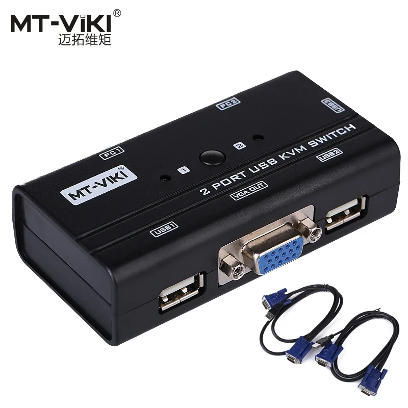 

Mt-Viki 2 Port VGA swith KVM Switch Manual Button Press Select Orginal Cables 2 PC Share 1 Monitor with Keyboard Mouse MT-260KL