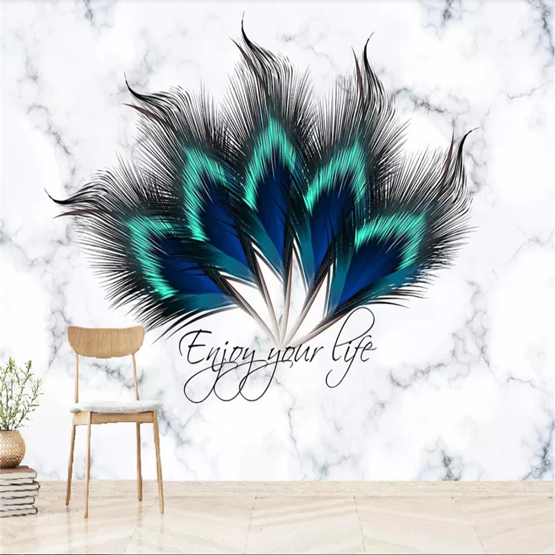 Обои на заказ фрески скандинавские современные минималистичные перо джаз белый