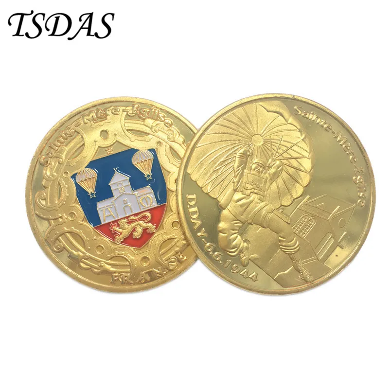 Позолоченные монеты украшение дома D day Франция Нормандия высадка двойная