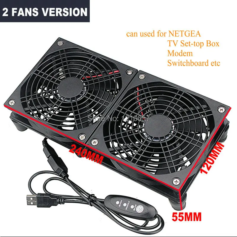 Gdstime 120mm Cooling Fan Laptop Base Speed Adjustable Heat Radiator USB Power for Asus GT RT-AC5300 Router TV Box