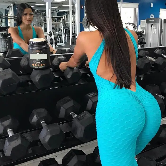 Спортивные комбинезоны спортивная одежда с открытой спиной облегающие Женские