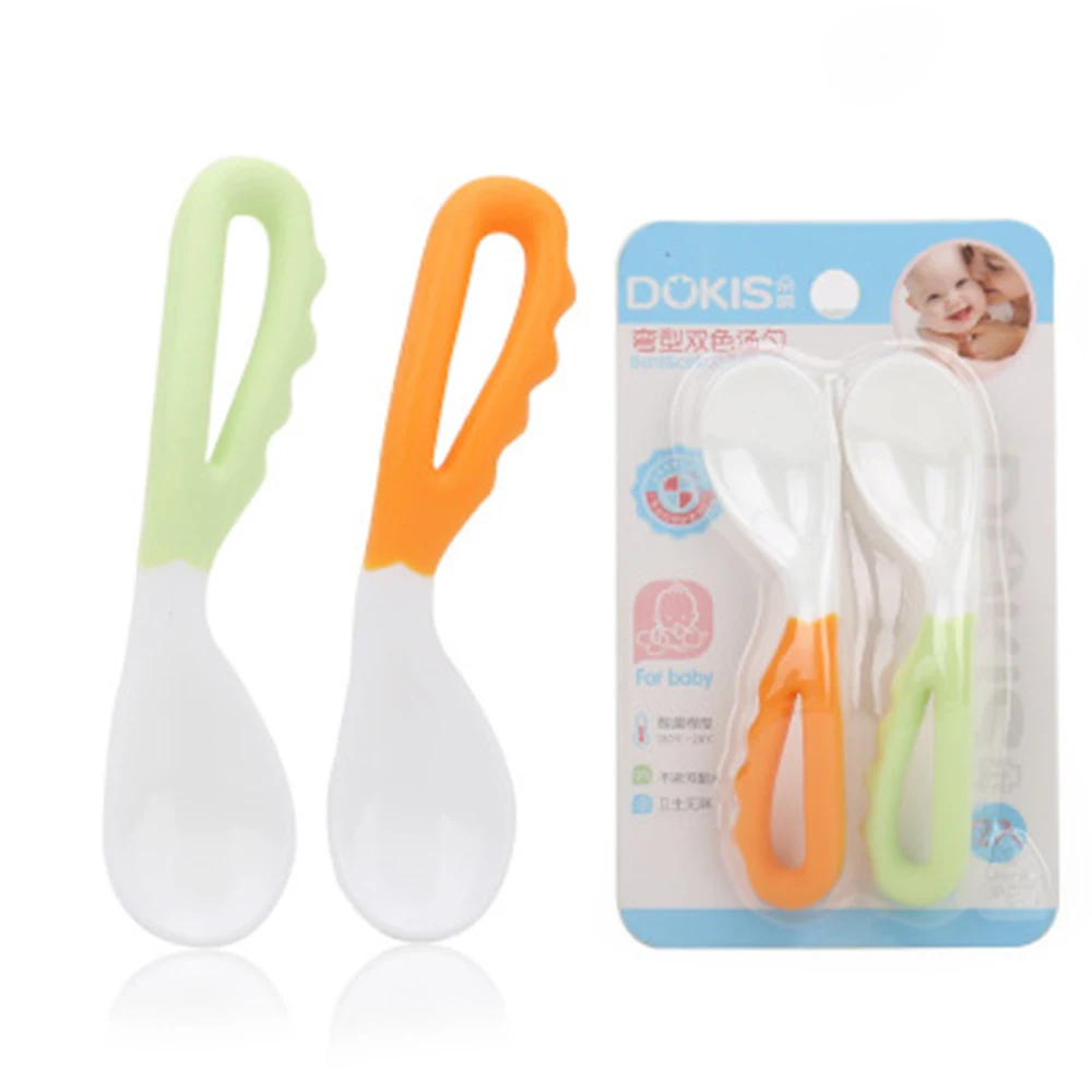 

2pcs/set Baby Supplies Infant Baby Spoon Solid Feeding Pacifier Bending Spoon Flatware High Quality