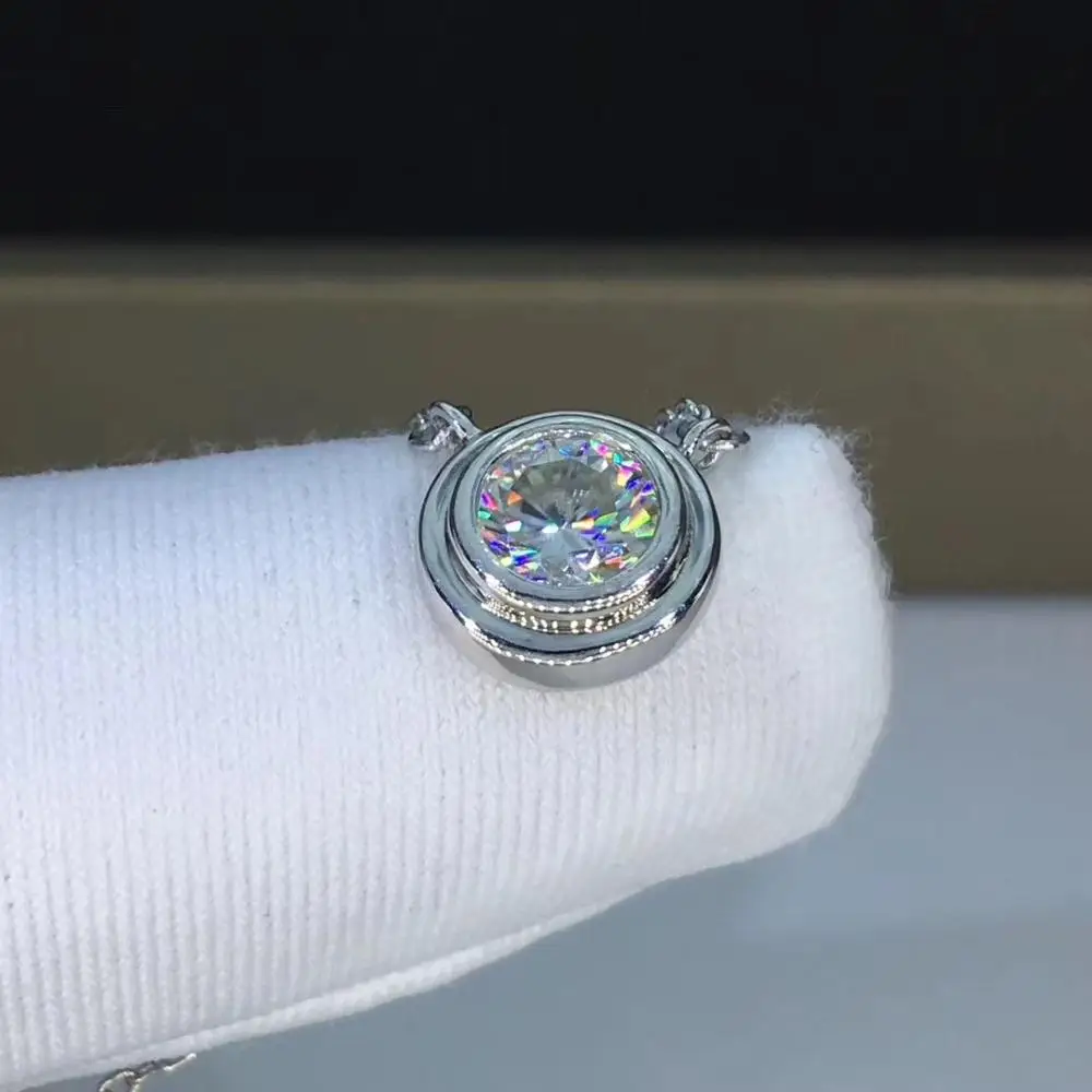 Круглый Серебряный Муассанит Подвески 1ct D VVS Роскошные Weding подвески для