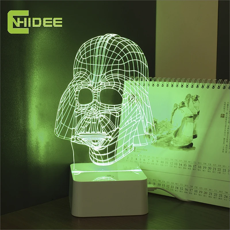 Cnhidee Новинка USB Рождество Lampara Дарт Вейдер Ночные светильники 3D LED Настольная