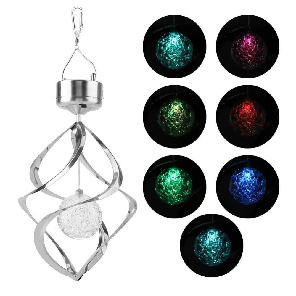 Солнечная энергия ветра Chime свет LED сад висит вертушка лампа изменение цвета |