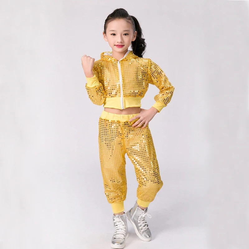 Детская одежда для выступлений костюм в стиле хип хоп с блестками и сценических