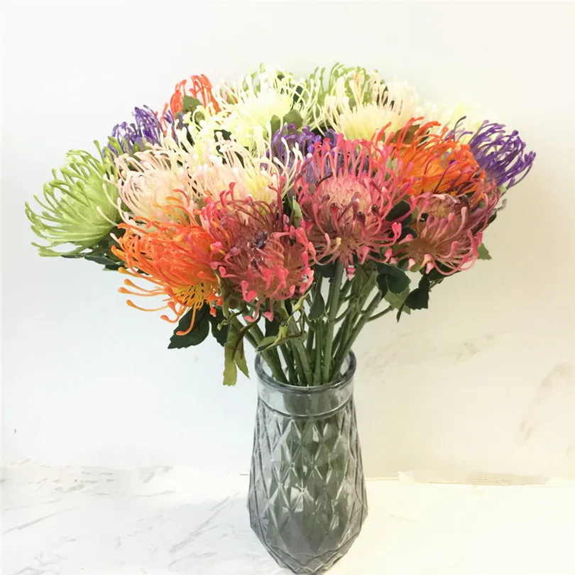 Один пластиковый цветок одуванчика одна голова/шт Leucospermum cordifolium Искусственные цветы 17,7" длинная искусственная Гортензия цветы