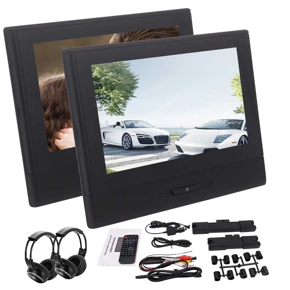 2 подголовника монитор Rearseat DVD cd плееры 1080 P видео + usb/sd Зажигалка зарядное