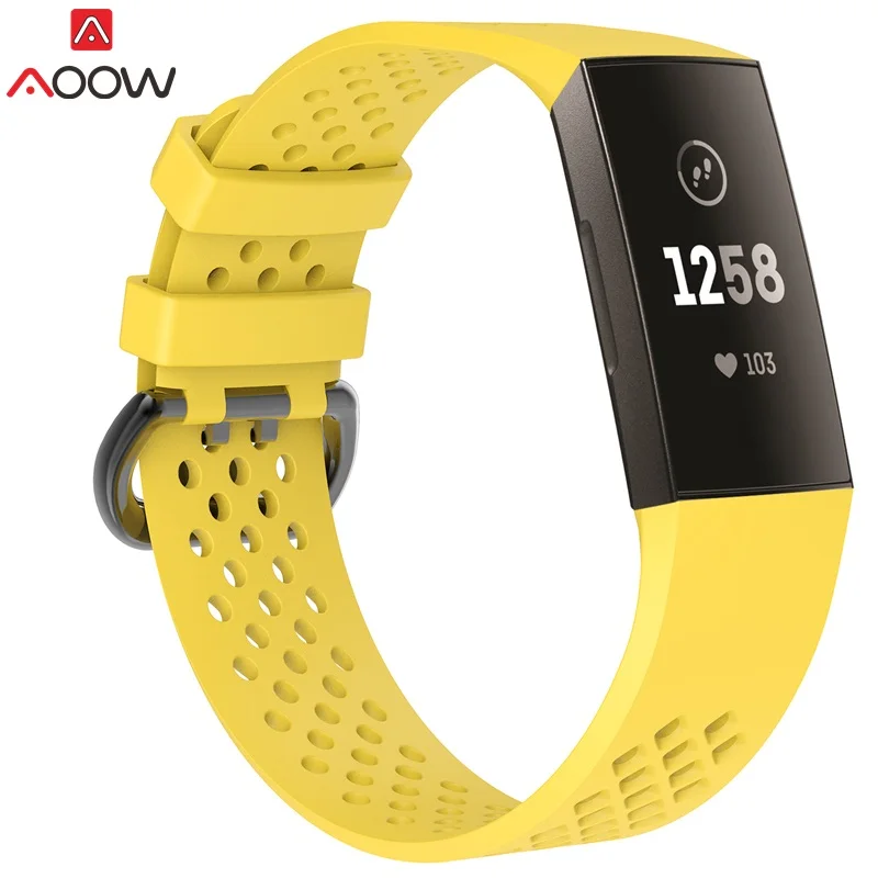 AOOW ремешок для часов Fitbit Charge 3 мягкий сменный Браслет наручных часов Ремешок для умных часов Наручные Ремни спортивные силиконовые ремешки для часов