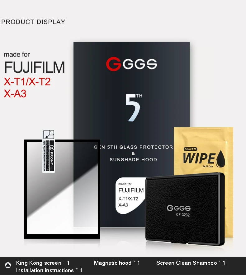 GGS пятого поколения для FUJIFILM x-t1/X-T2/x-a3 LARMOR экран Камера плёнки защиты металла рамки встроенный оптический стекло