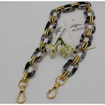 Black gold clasp Мм большой размер Смола Мода Сумка ремень шикарные леди плоские Наплечные ремни для сумок длина может на заказ серебро или золото ок - Цвет: Black gold clasp