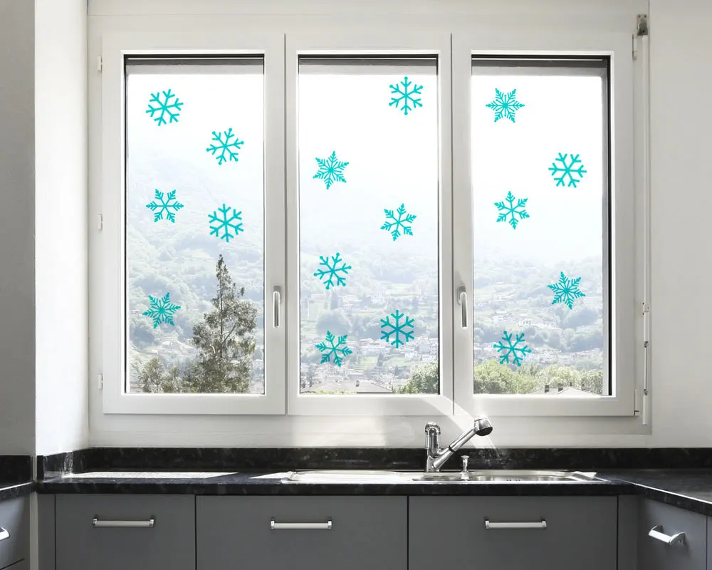 

20 set Winter Snowflake Wall Window Stickers DIY Decal Removable Vinyl Art Christmas Decoration Shop Market Xmas Decal YO-104
