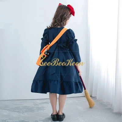 Костюм для косплея из анимационного фильма "Доставка Кики" для детей на Хэллоуин - Платье для девочек маленькой ведьмочки.