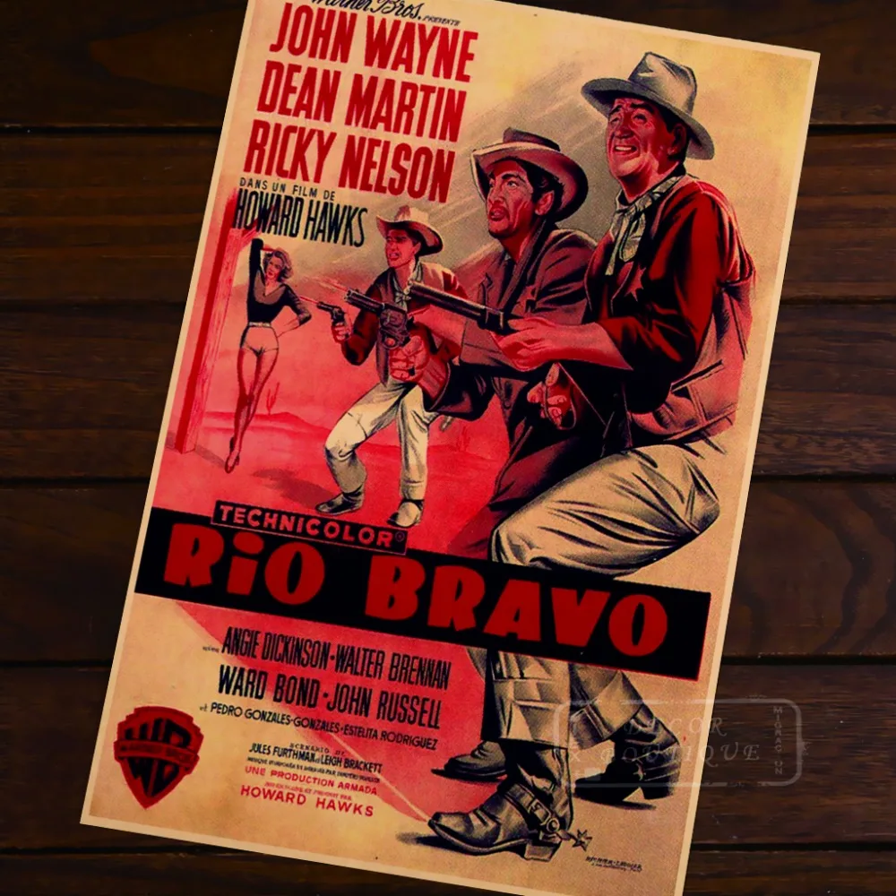 Винтажный Ретро постер Джон Вэйн Дин Мартенс риоки Nelson Rio Bravo WW2 холст с рамкой