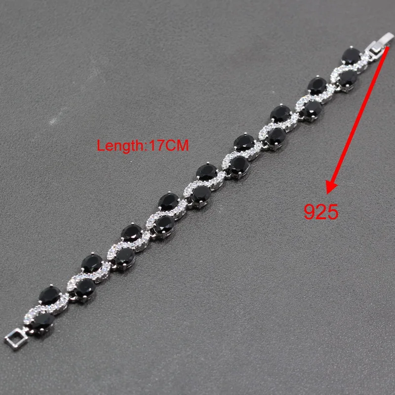 Запад Стиль 4 шт. Ювелирные наборы 925 стерлингов серебристый черный кубического