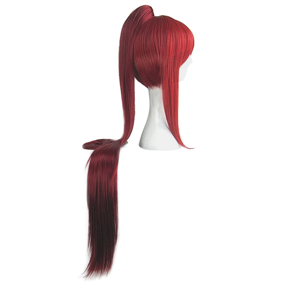 Сказочный хвост Erza Scarlet 100 см длинный темно красный косплей парик + 1 конский парик|